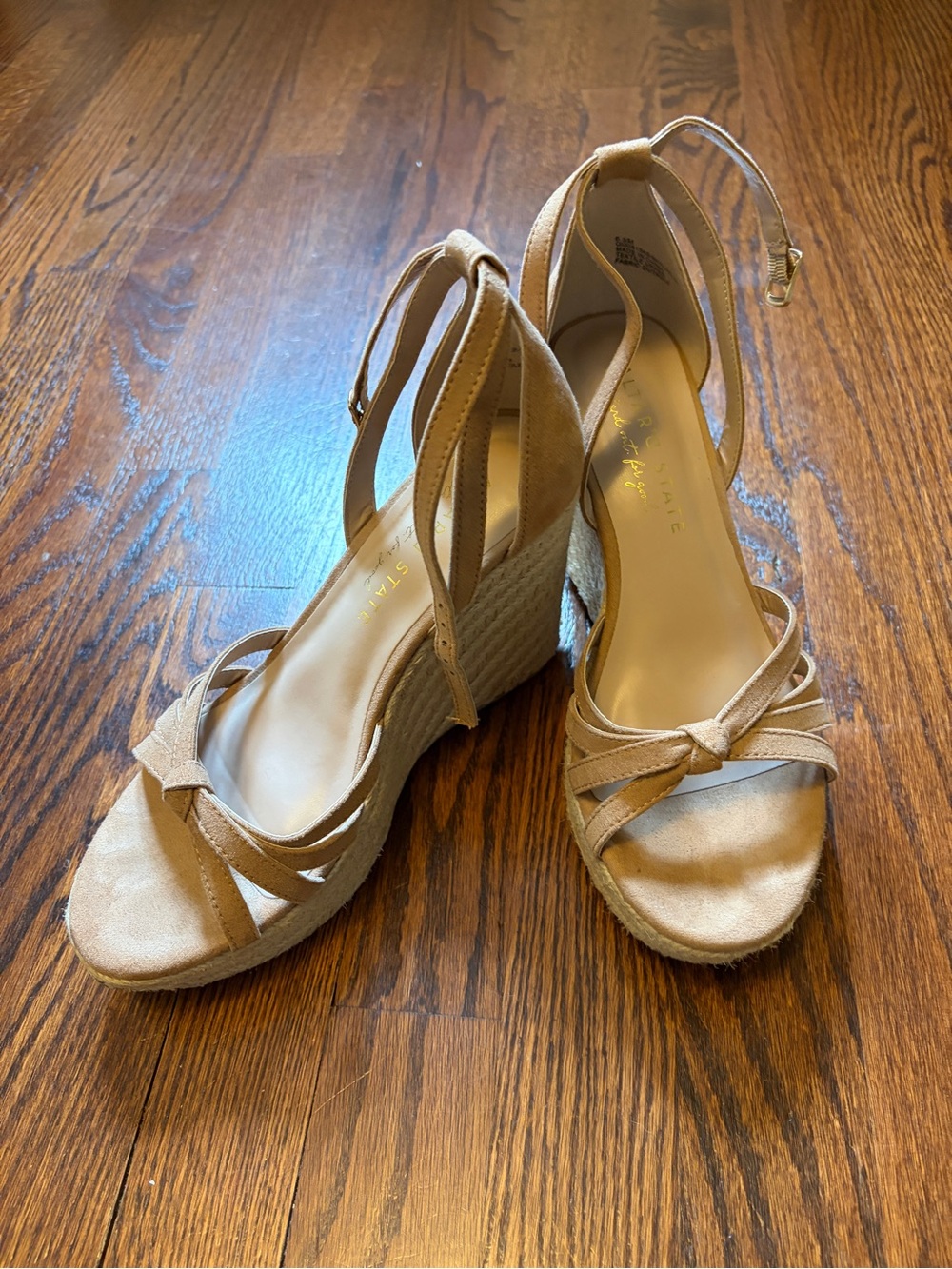 Altar'd State Beige/Tan Espadrille Wedge Sandals with Ankle Strap